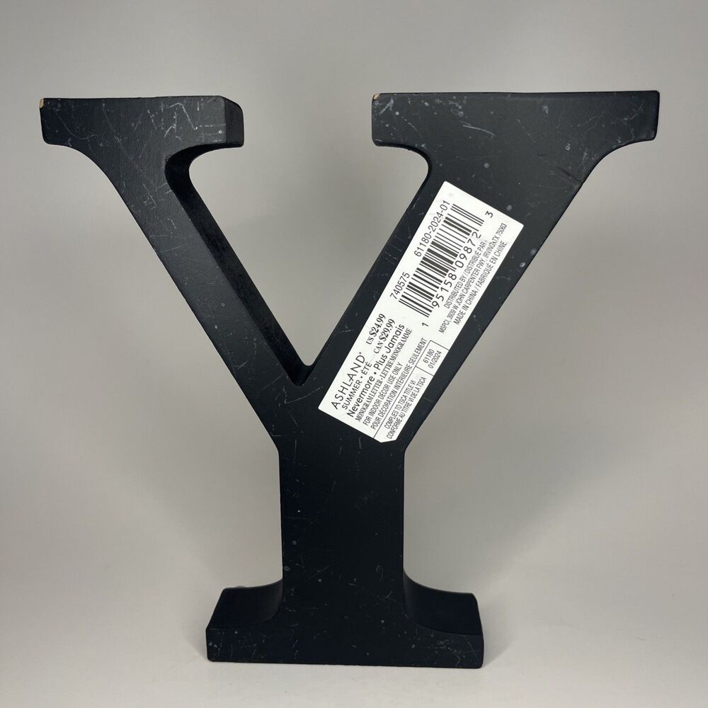 Letter Y Decoration Ashland Black White NEW WITH IMPERFECTIONS - Picture 4 of 11